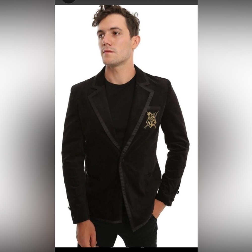 Harry Potter HOGWARTS Black Velvet Dueling Club Blazer Jacket Cosplay Size Lg